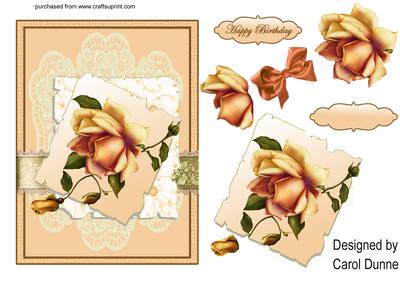 Autumn Rose on Paper and Lace