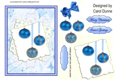 Blue Baubles on Paper and Lace