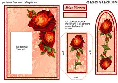 Bookmark Card - Red and Orange Roses