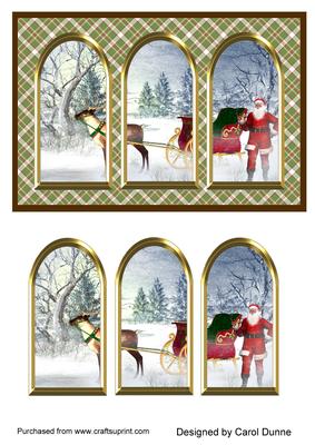 Three Arches Card - Santa and Hi Sleigh