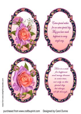 Lilac & Peach Rose Toppers with Verses