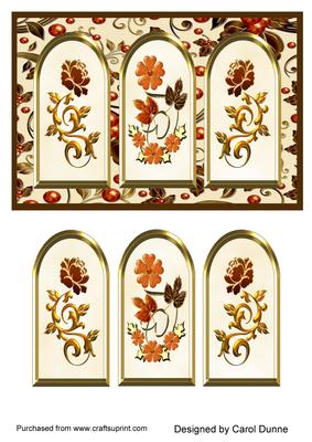 Three Arches Card - Autumn Flowers