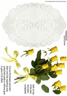 Lace Yellow Roses Decoupage