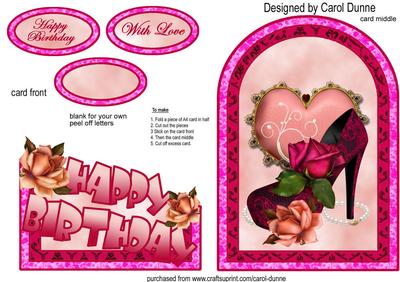 Dark Pink Lace Shoe Cutaway Card
