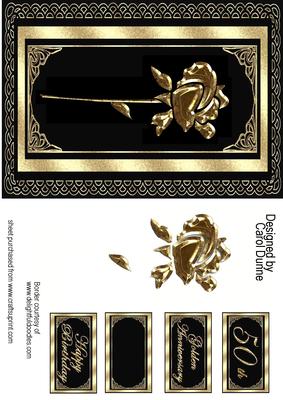 Gold Rose and Lace on Black