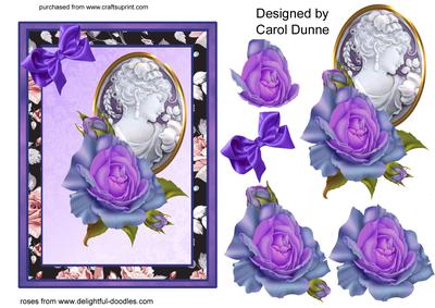 Cameo with Blue Roses