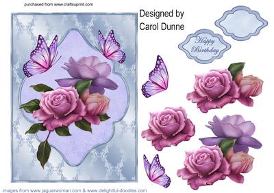 Belle Epoque Roses on Blue Brocade
