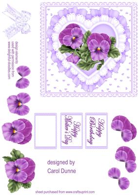 Frilly Heart with Pansies