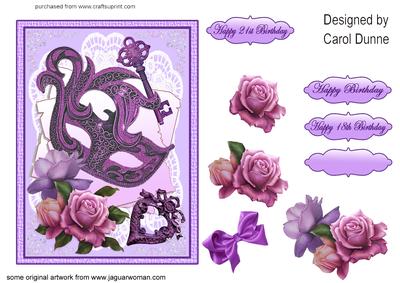 Mask and Roses Decoupage