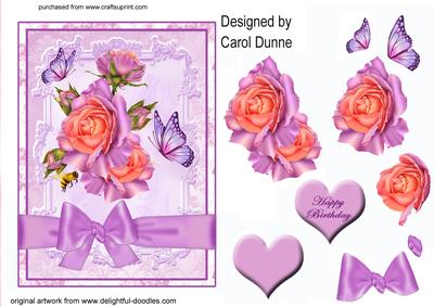 Lilac Roses on Fancy Background