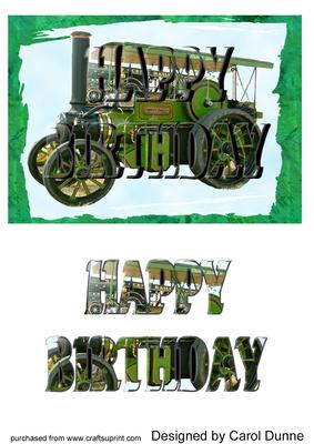 Traction Engine- See Through Letter Card