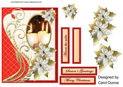 Red with Candles & Gold Poinsettias