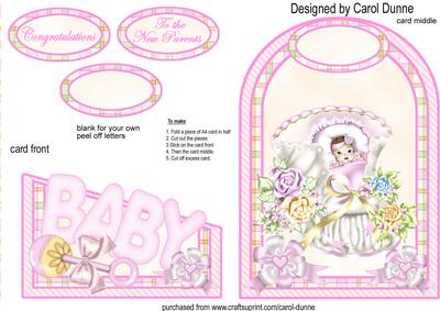 Cutaway Card - Baby in a Bootie (girl)