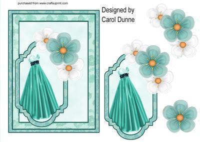 Teal Dress with Flowers