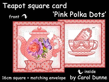 Teapot Square Card - Pink Polka Dots