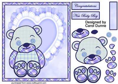Baby Blue Check Decoupage