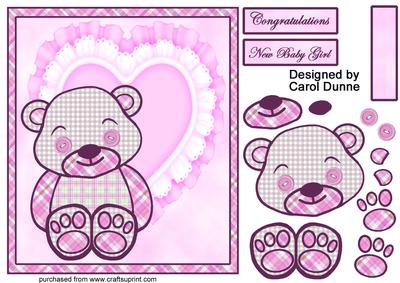 Baby Girl Pink Check Decoupage