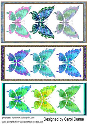 Butterfly Panels in Blues and Greens