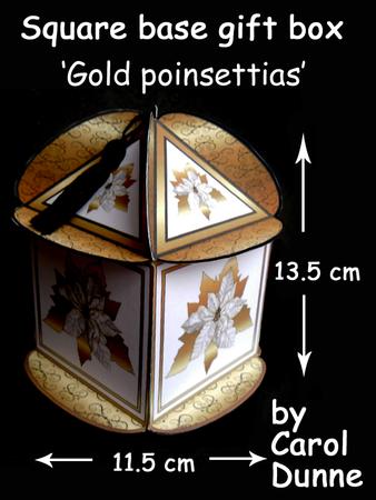 Square Based Gift Box - Gold Poinsettias