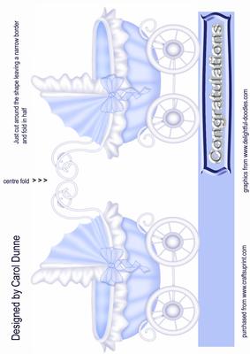 Blue Pram Shaped Card