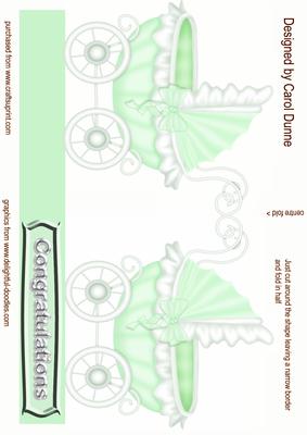 Green Pram Shaped Card