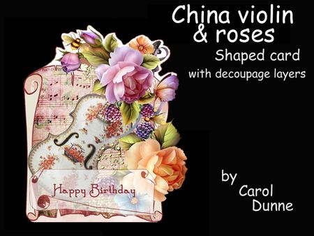 China Violin with Roses Shaped Card