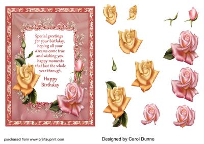 Edwardian Roses Decoupage with Verse
