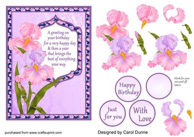 Pink & Lilac Irises Decoupage