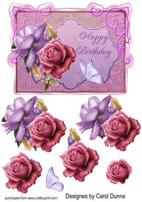 Pink & Lilac Roses - Birthday