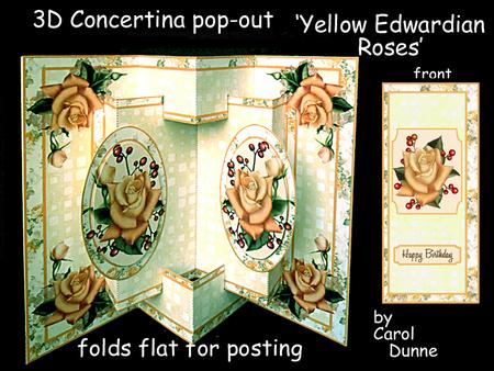3D Concertina Pop-out -yellow Edwardian Roses