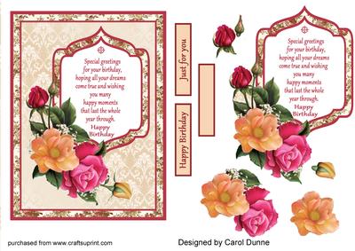 Bouquet of Roses Decoupage with Verse