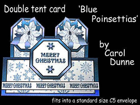 Double Tent Cards- Blue Poinsettias