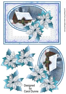 Christmas Cottage with Poinsettia