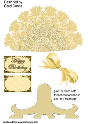 Cream Lace Fan with Stand