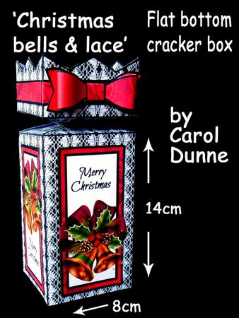 Flat Bottom Cracker Box- Christmas Bells & Lace