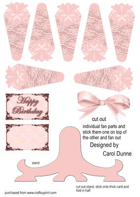 Pink Lace Fan in Separate Parts