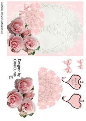 Pink Lace Fan with Roses