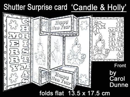 Shutter Surprise Card - Candles & Holly to Colour