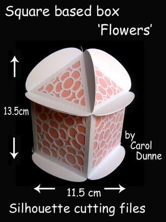 Square Based Gift Box - Flowers -silhouette Cutting File