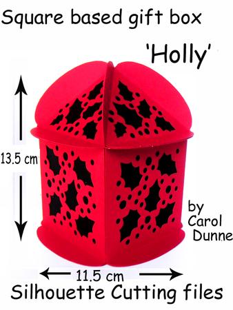 Square Based Gift Box - Holly -silhouette Cutting File