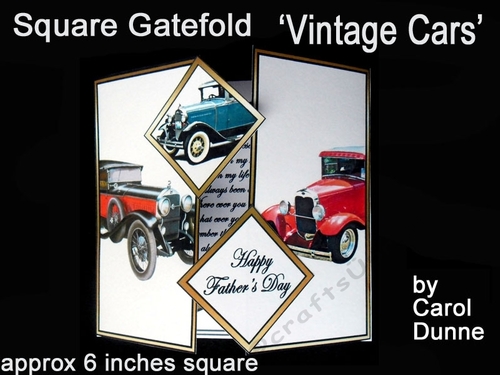 Square Gatefold card - Vintage Cars (FD)