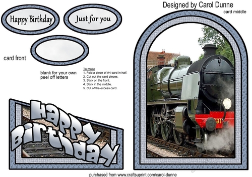 Steam train cutaway card