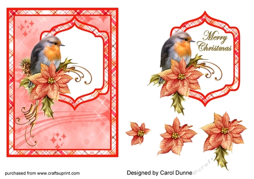 Robin & poinsettia decoupage