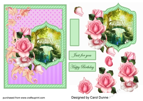Woodland bridge with roses