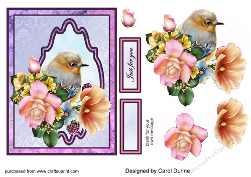 Pretty bird with flowers.