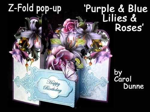 Z - Fold Purple & blue lilies & roses