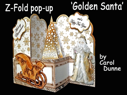 Z-Fold pop-up   Golden Santa
