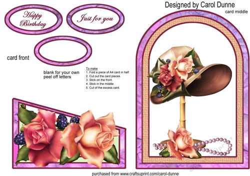 Cutaway card - Hat with roses