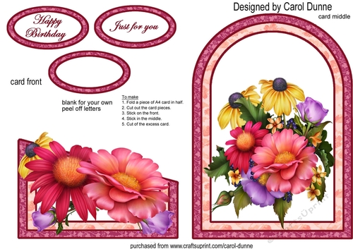 Cutaway card - Summer Dahlias