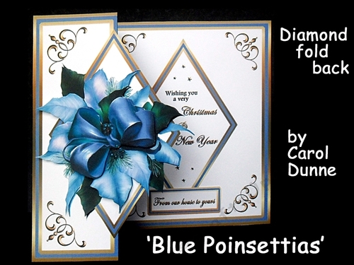 Diamond fold back Blue Poinsettias